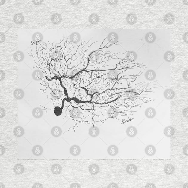 Pen and Ink Neuron Drawing by emadamsinc